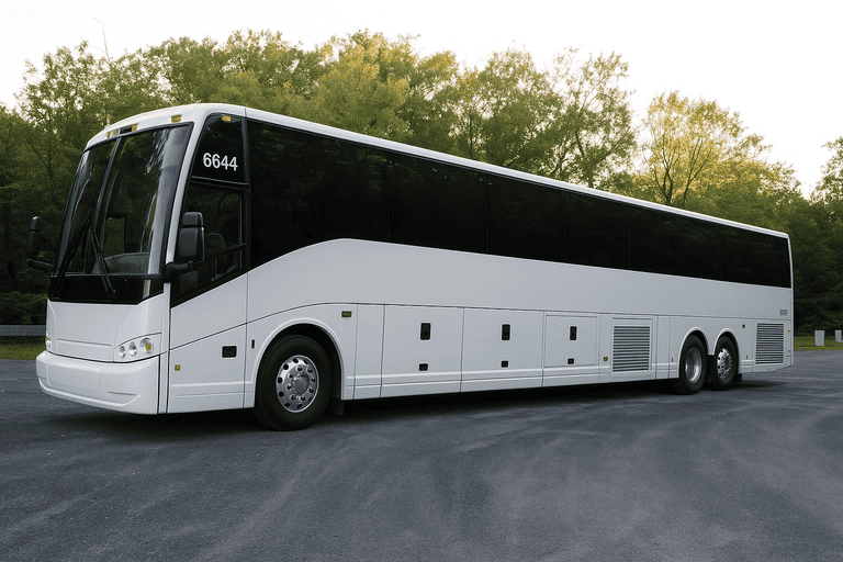 exterior of Charter Bus Rental Cedar Park coach bus